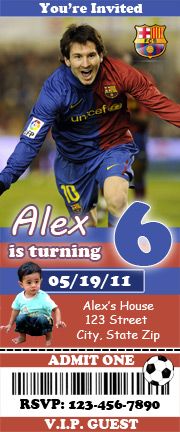 Custom Soccer (futbol) BIRTHDAY PARTY INVITATION (w/photo) ANY TEAM 