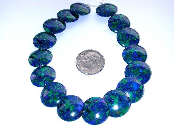 AAA+ Genuine Azurite Malachite Disc Bead 15mm 16 Beads  