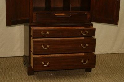   CHIPPENDALE MAHOGANY ARMOIRE TALL CHEST DRESSER LINEN CABINET  