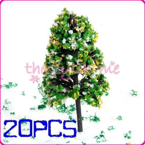 20PCs Bright Green Train Set Scenery Model Trees 2.7  