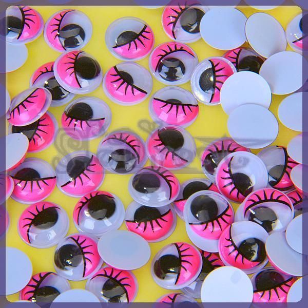 15mm PINK Moving Wiggly Craft Eyes w/ Eyelash GLUE ON  