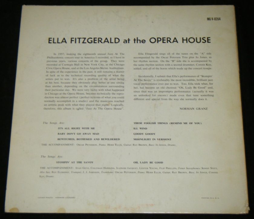   , Opera House, Verve Records, 1950s Music, or Record collector/fan