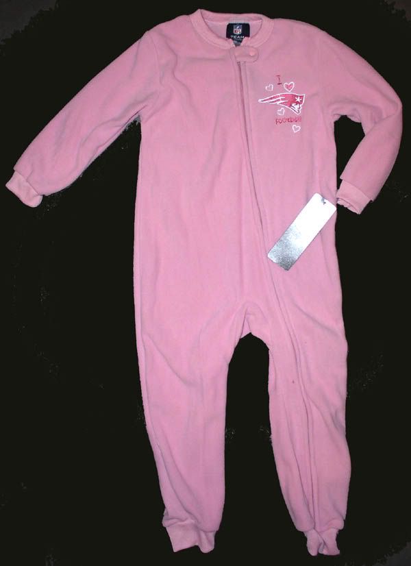 NEW ENGLAND PATRIOTS PINK FULL ZIP FLEECE PAJAMAS 2T NWT NFL  