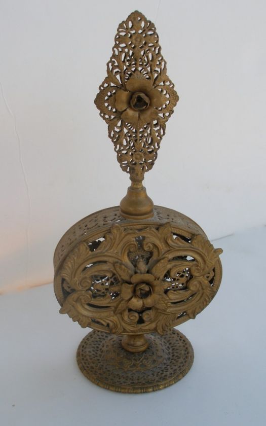 ANTIQUE VINTAGE FILIGREE ORMOLU PERFUME BOTTLE ORNATE*  