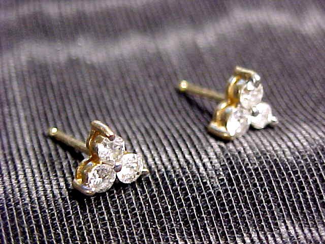 ESTATE 14 K GOLD DIAMOND PIERCED EARRINGS BIN OFFER  