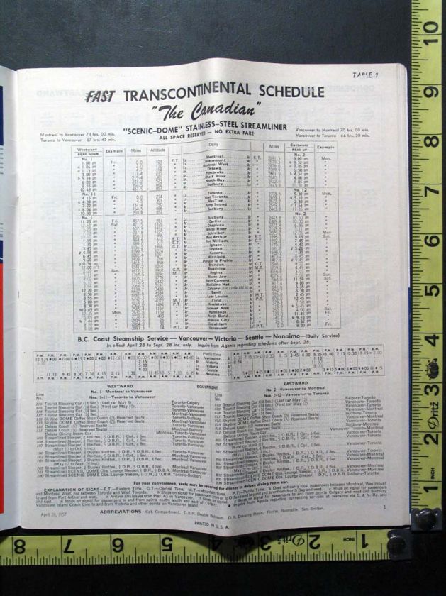   Pacific Railroad Train Public Time Table Timetable System Folder A