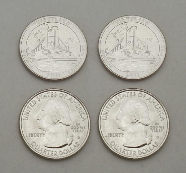 2X 2011 D VICKSBURG NATIONAL PARK QUARTERS~IN STOCK~BU  