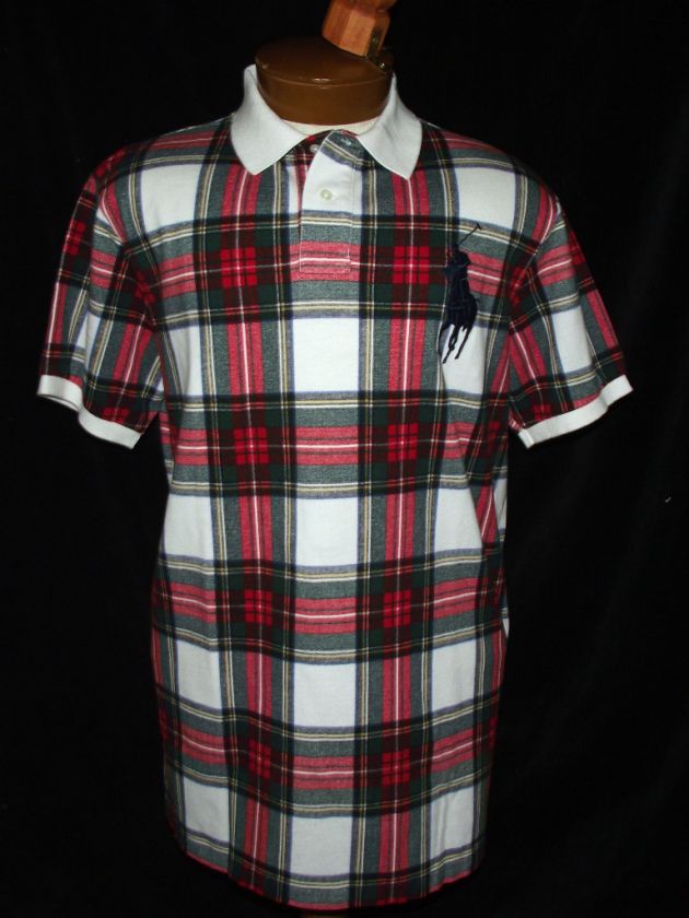 Ralph Lauren NWT$98 Polo Shirt XL Plaid Big Pony Logo Red Navy  