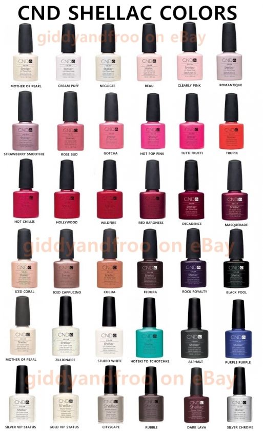 Any CND Creative SHELLAC UV Nail Polish .25oz Top & Base like Gelish 