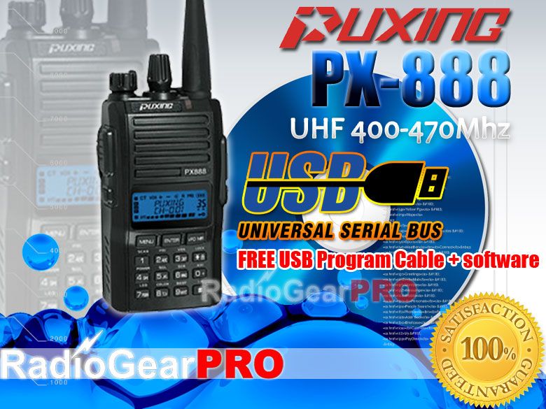 100 % brand new puxing px 888 uhf radio with free earpiece usb program 