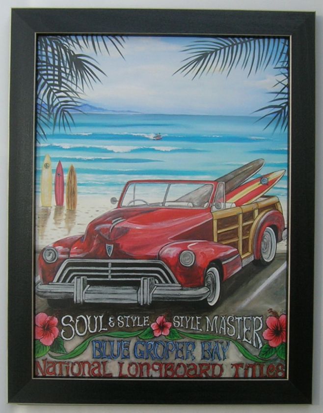 Beach Surfboards Beach Cars Nautical Framed Picture Art  