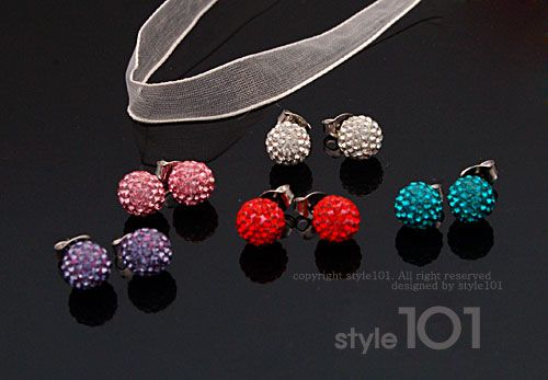 Swarovski Crystal Pave Ball Post Earrings (5 colors)  