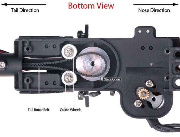 belt driven tail rotor direct and smooth power transfer to tail rotor 