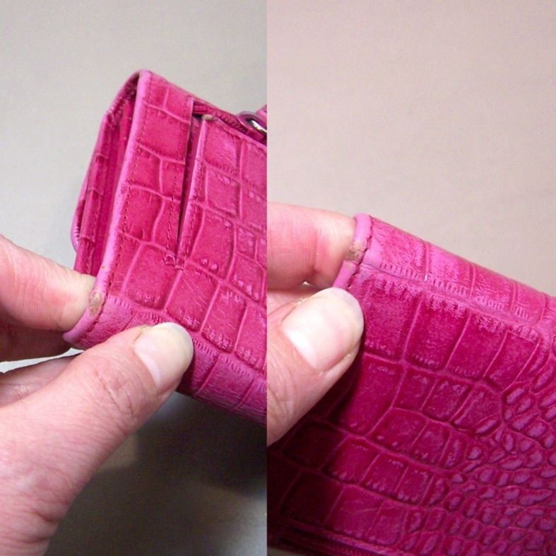 Womans Etienne Aigner Mock Croc Pink Leather Checkbook Wallet  