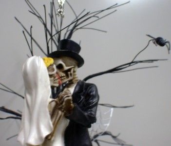   dies Halloween skeleton Wedding Cake Topper LOT Glasses Knife  