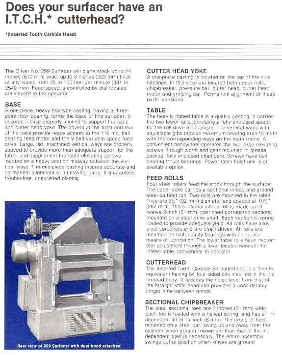 OLIVER 24 Woodworking Planer Model 299 D 10 HP 3 phase  