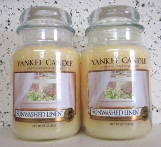 LOT of 2 Yankee Candle 22 oz Jars SUNWASHED LINEN  